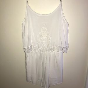 White lace overlay romper
